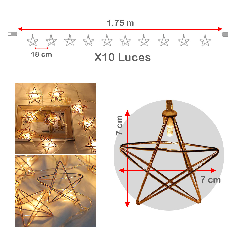 Extensión Luces Estrellas 175cm Led X10 ZE040